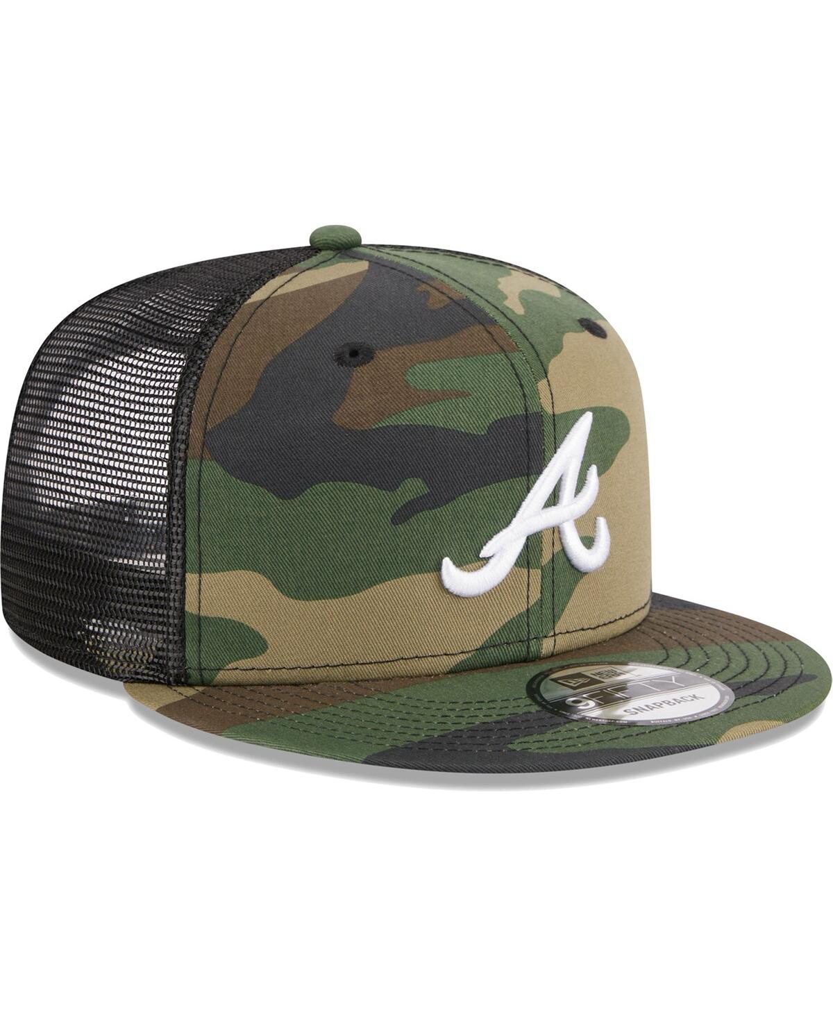 Men's New EraAtlanta Braves WoodlandTrucker 9FIFTY Snapback Hat - Camo