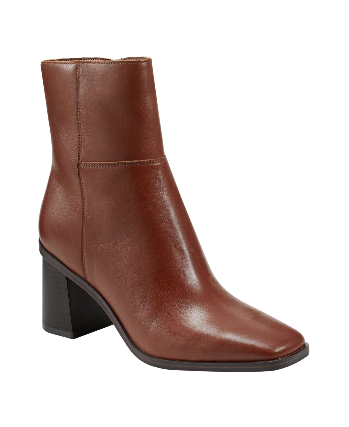 Marc Fisher Women's Dairey Square Toe Block Heel Dress Booties In Dark Natural Leather