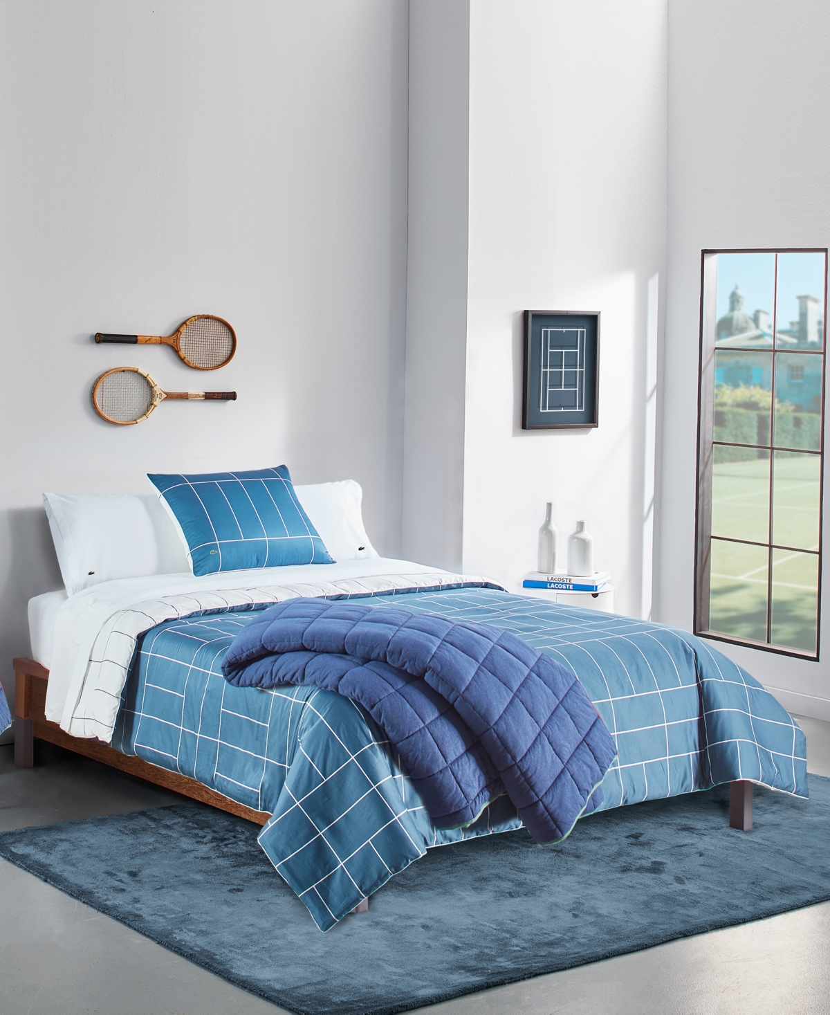 Lacoste Ashcombe 2 Piece Check Comforter Set Twin In Blue ModeSens