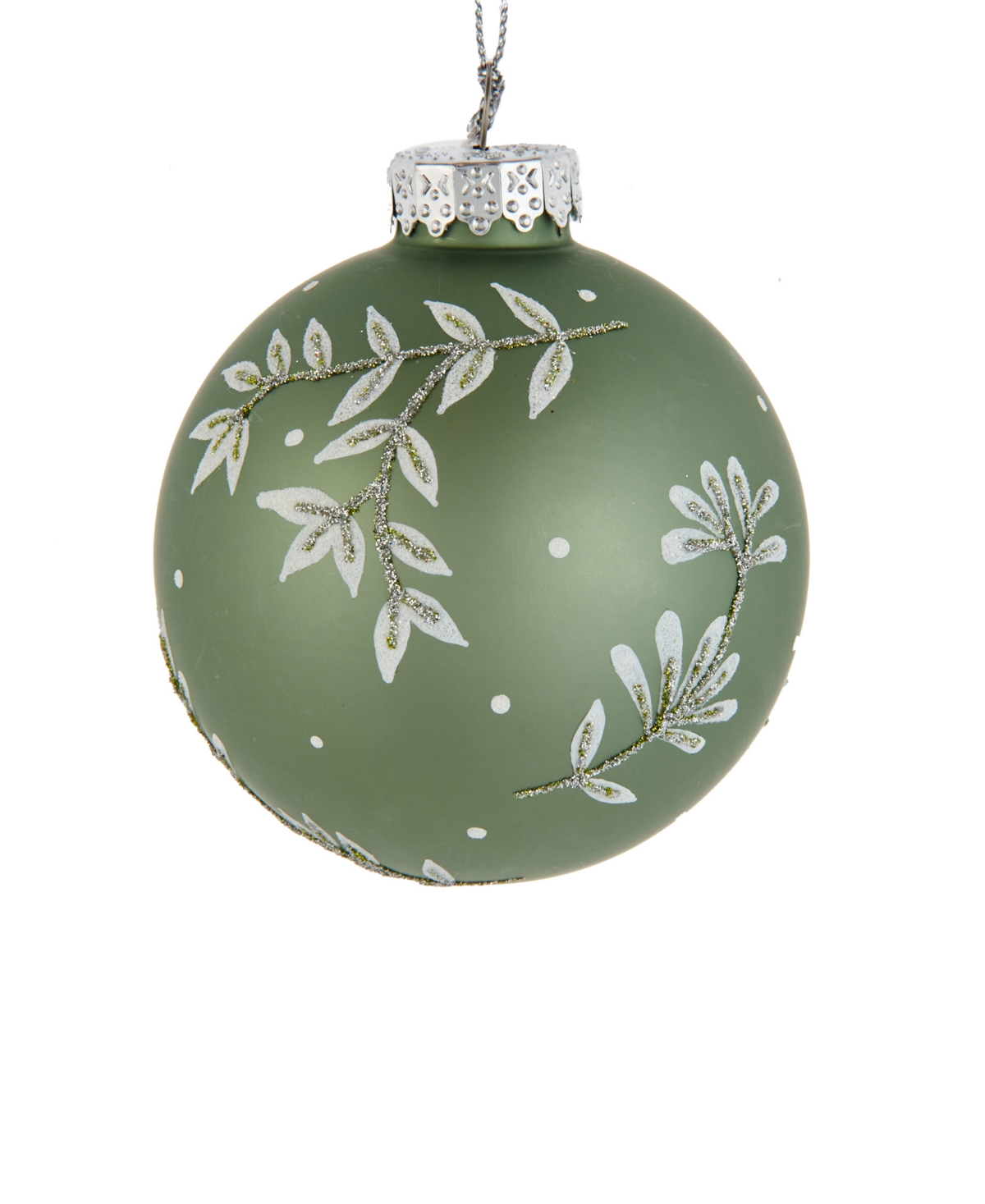 Kurt Adler 80mm Leaf Design Ball Ornaments, 6 Piece Set In Green