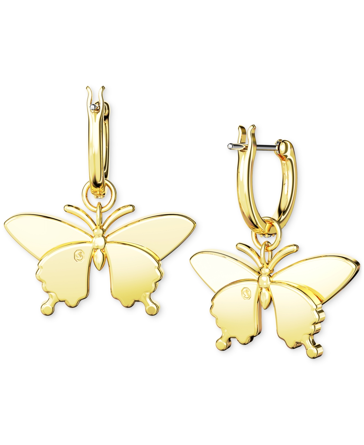 Swarovski Gold-Tone Multicolor Pave Butterfly Charm Hoop Earrings