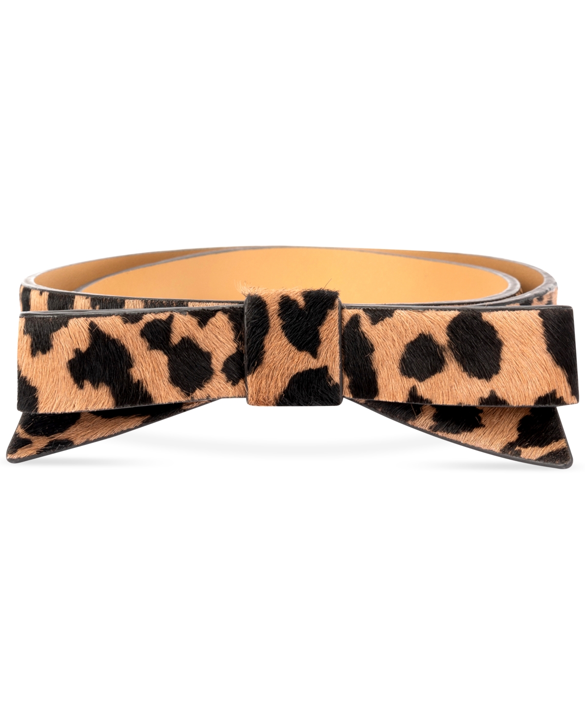 Kate Spade Women's Spotted Haircalf Bow Belt In Tobacco,black