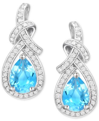 Amethyst (1-1/4 ct. t.w.) & Lab-Grown White Sapphire (1/3 ct. t.w.) Swirl Drop Earrings in 14k Gold-Plated Sterling Silver (Also in Additional Gemstones)