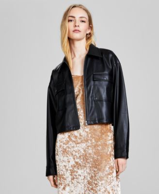 And Now This - Women's Zip-Front Faux-Leather Jacket