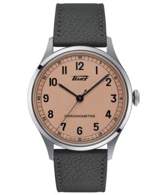 Tissot - Unisex Swiss Automatic Heritage 1938 Gray Leather Strap Watch 39mm