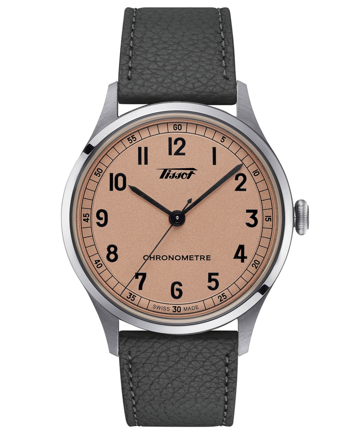 Unisex Swiss Automatic Heritage 1938 Gray Leather Strap Watch 39mm - Grey