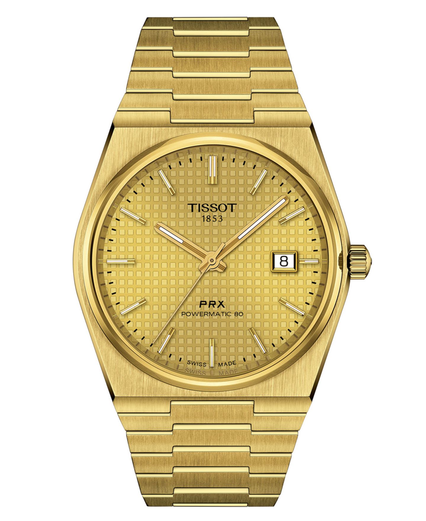 Мужские часы Tissot Swiss Automatic PRX Powermatic 80 Gold PVD Stainless Steel Bracelet Watch 40mm — фото 1