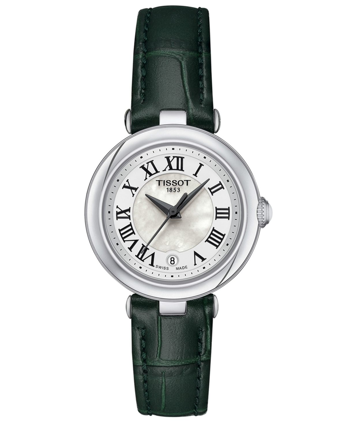 Women's Swiss Bellissima Green Leather Strap Watch 26mm - Black