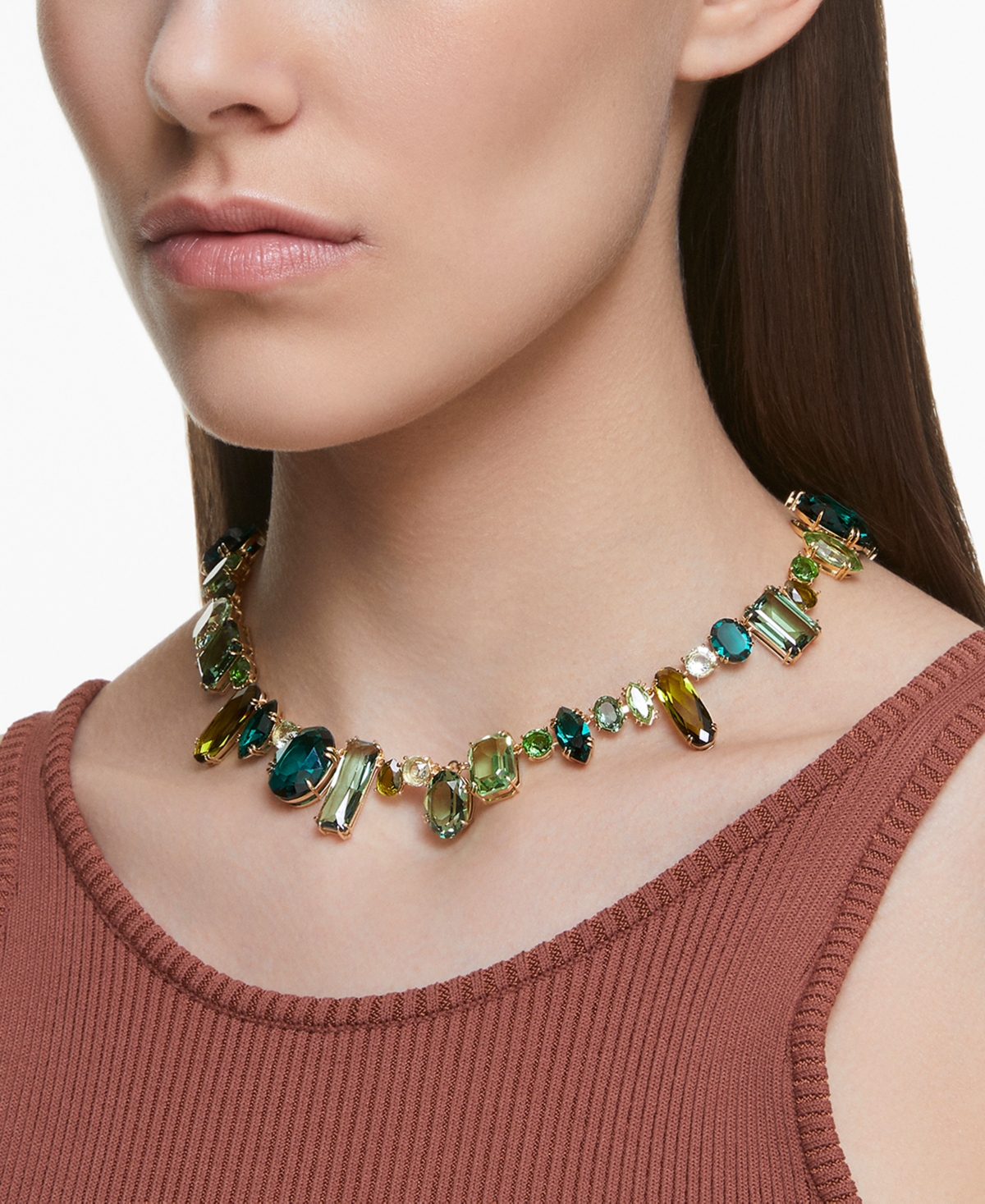Swarovski Gold-ToneHued Crystal Mixed Cut Collar Necklace, + 1-3/4