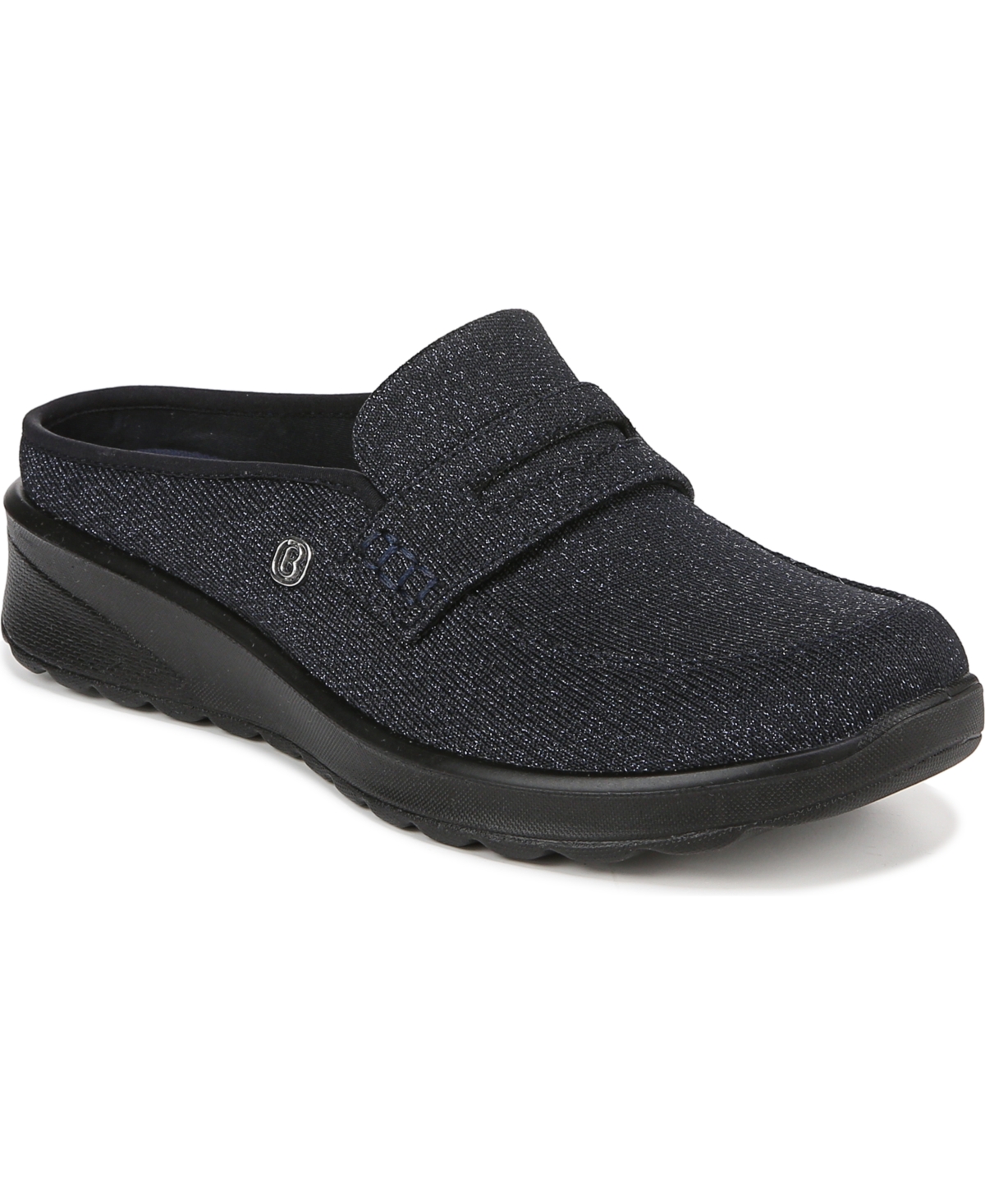 Shop Bzees Georgia Washable Mules In Navy Spark Stretch Knit Fabric