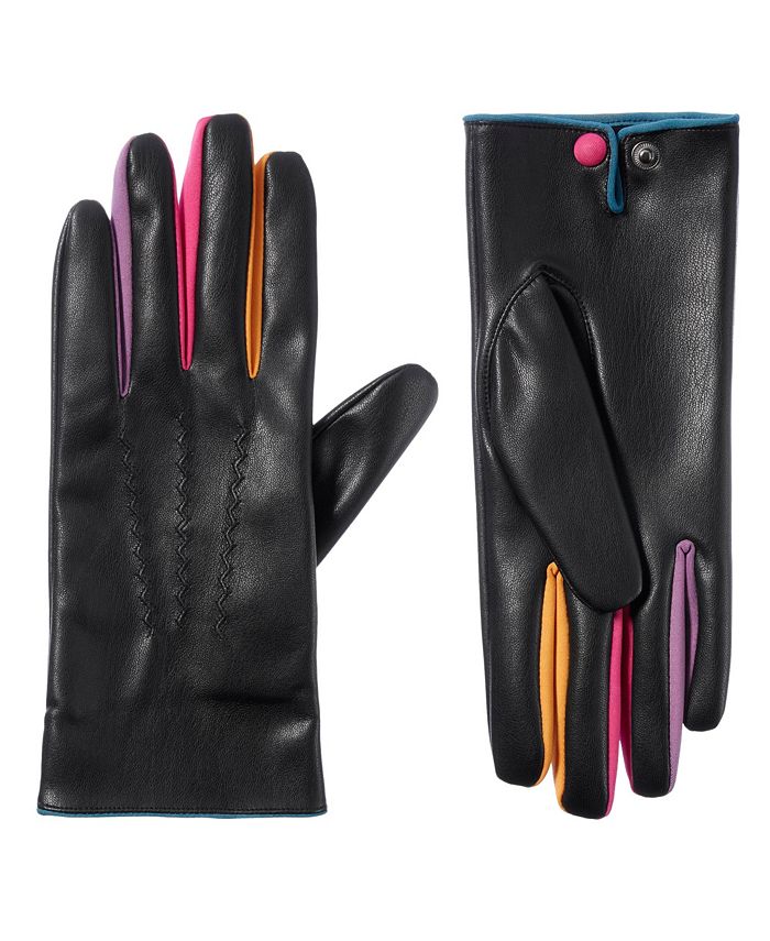 Isotoner Signature Women's Lined Poppy Faux Leather Touchscreen Gloves ...
