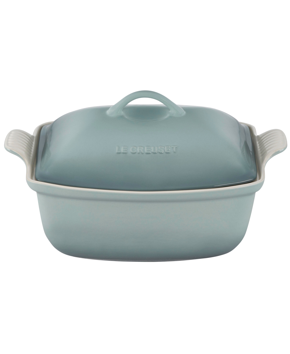 Le Creuset Heritage Stoneware 4.5 Quart Deep Baker With Lid In Sea Salt