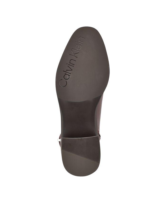 Calvin Klein Shoe Size 7.5 Brown Jasen Buckle Strap Block Heel Booties NWT