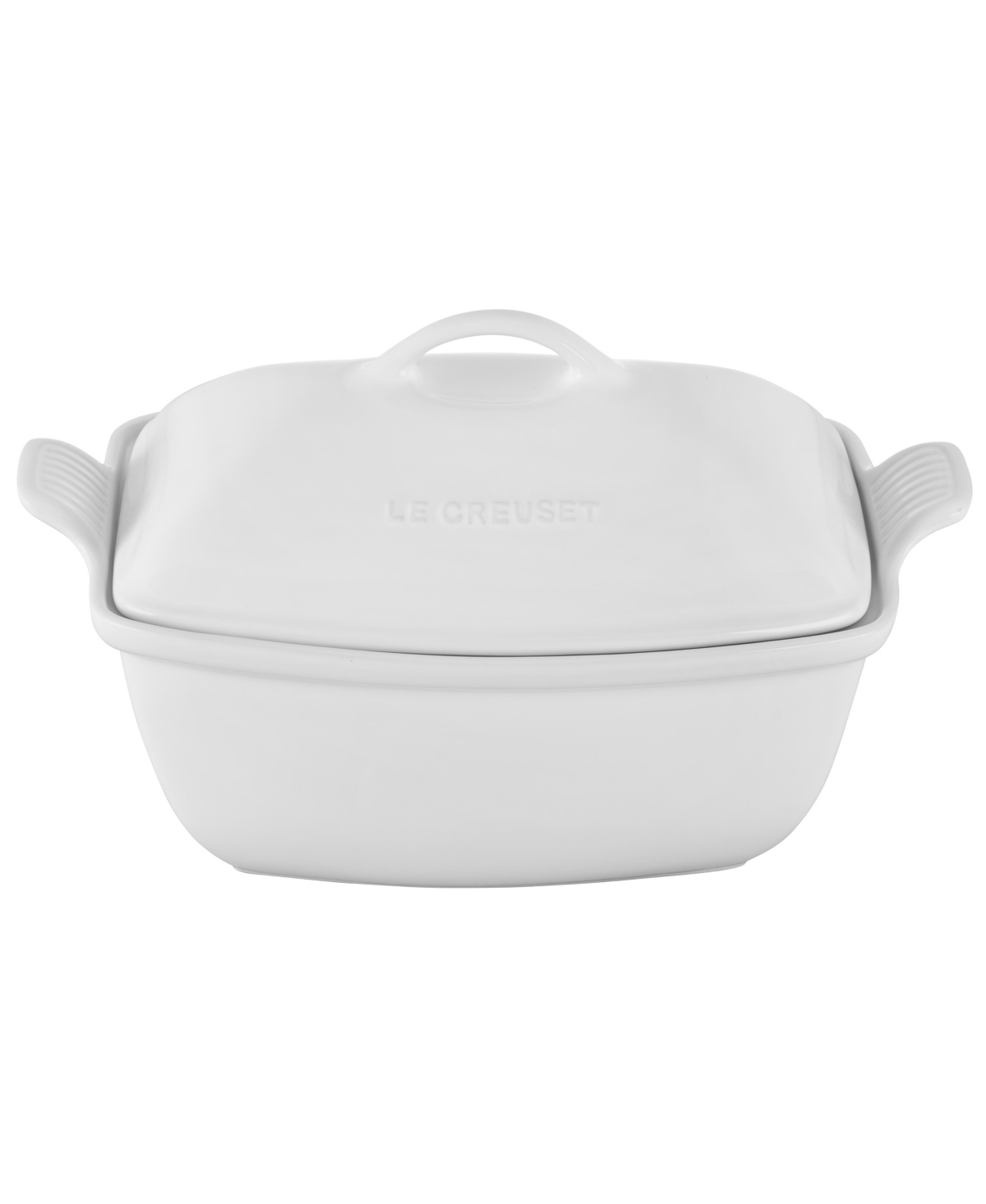 Le Creuset Heritage Stoneware 4.5 Quart Deep Baker With Lid In White