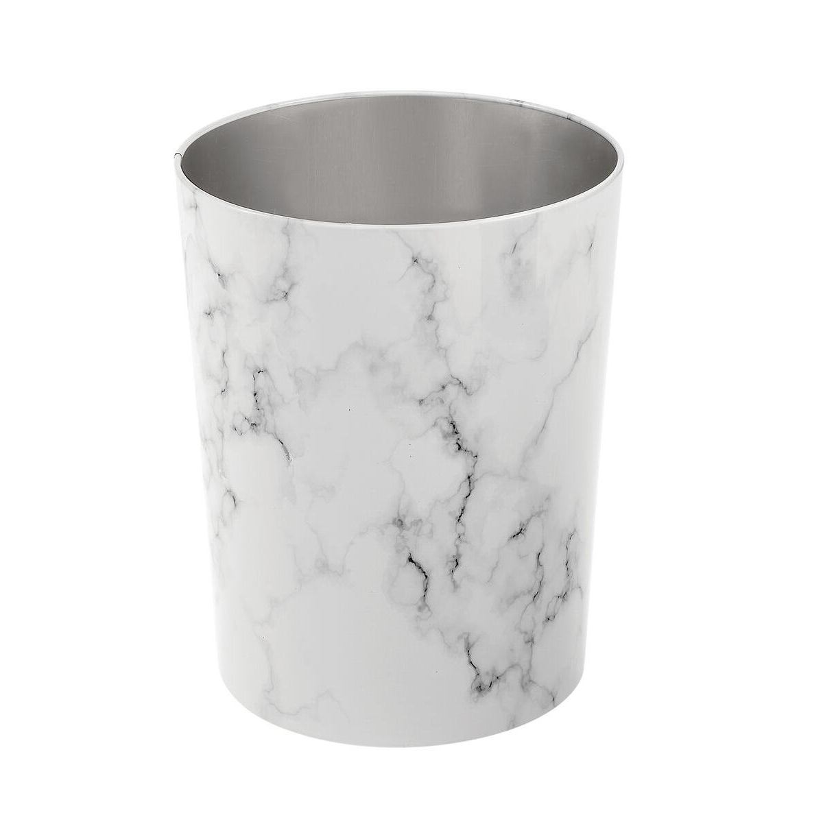 Round Metal Trash Wastebasket/Recycling Can - Marble