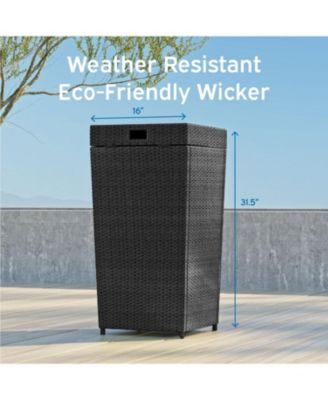 Outdoor Durable Wicker Trash Can with Lid - 30 Gallon