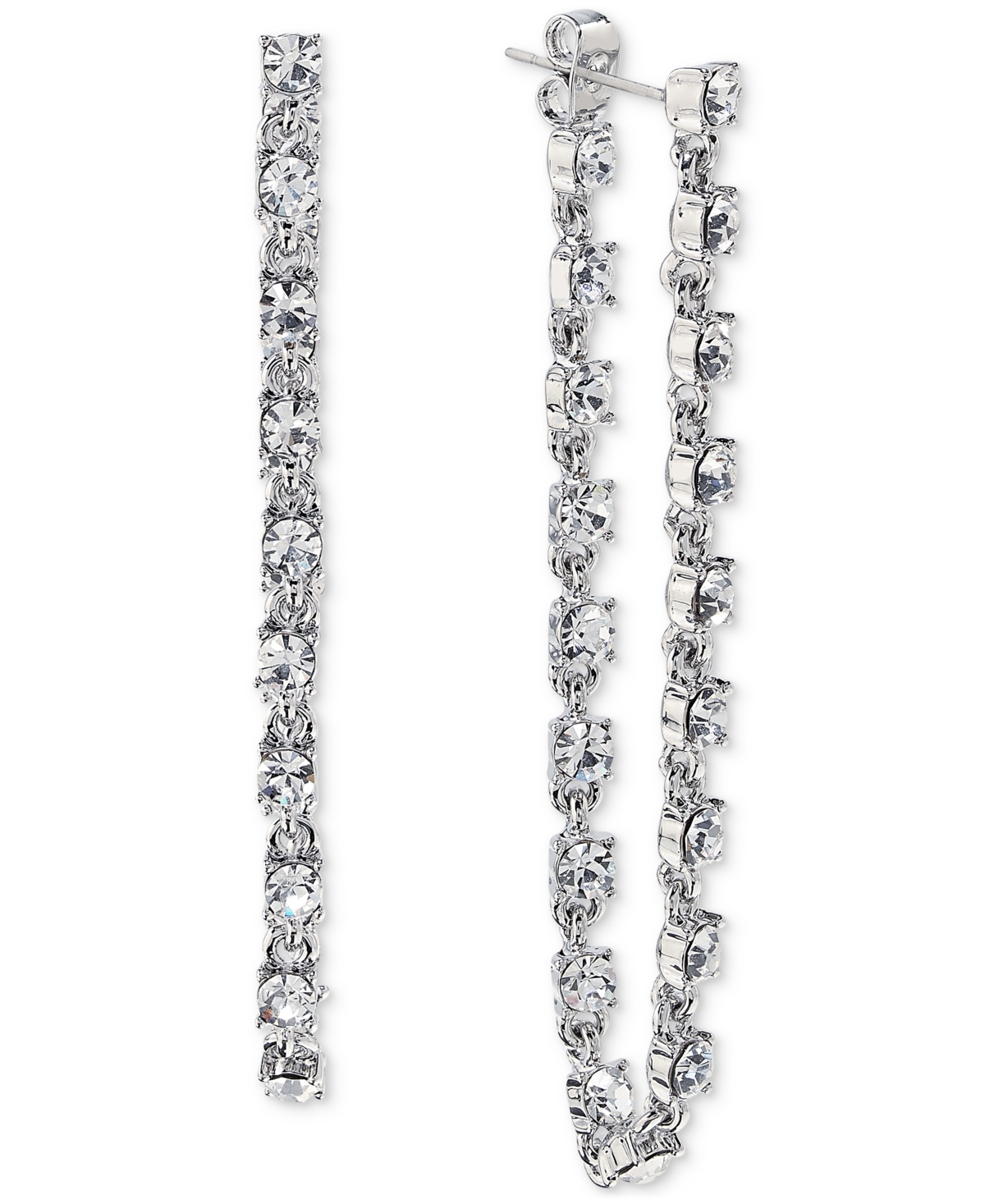 On 34th Crystal Stone Chain Drop Earrings, Created For Macy's In Silver