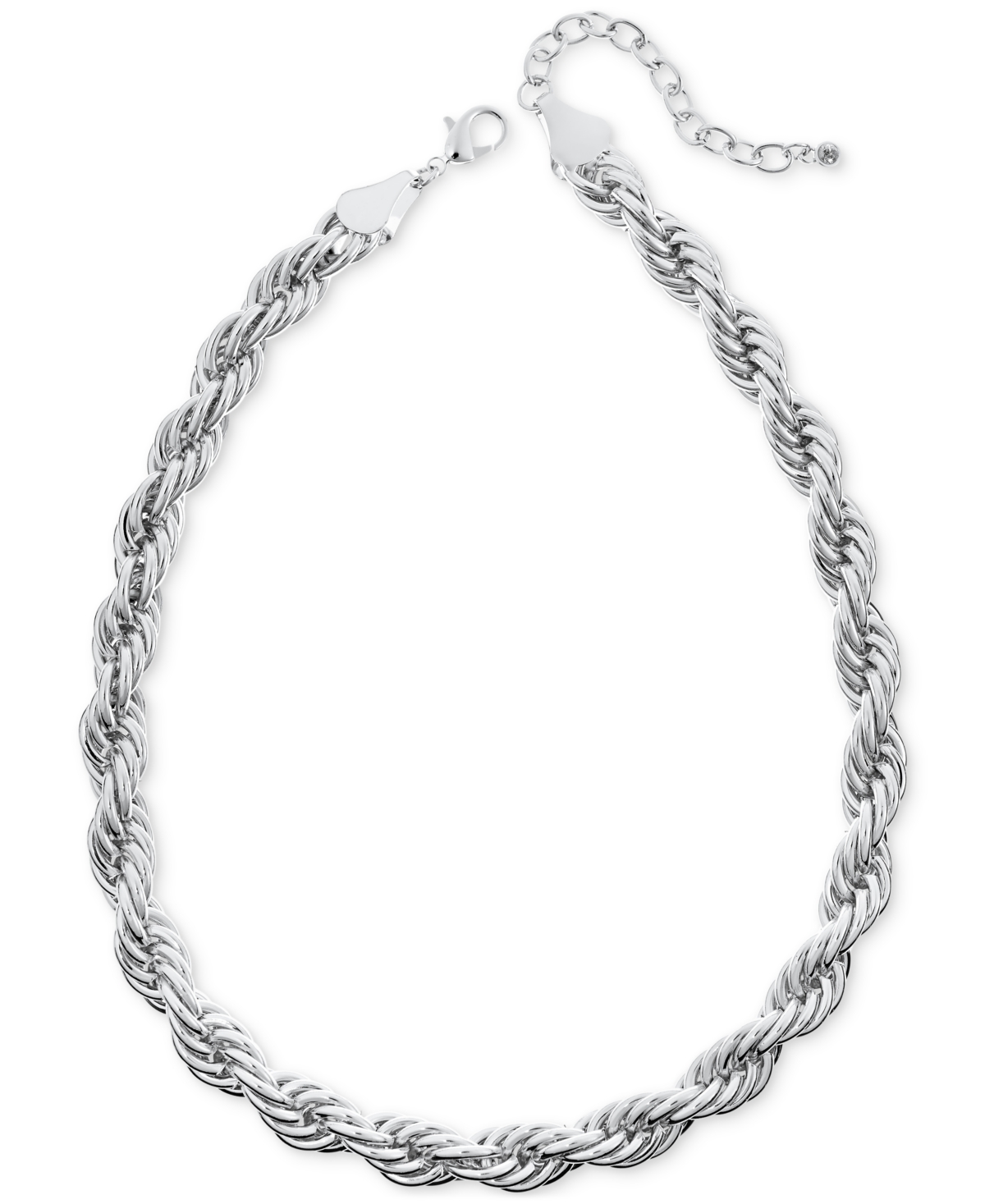 On 34th Twisted Chain Rope Necklace, 16" + 2" Extender, Created For Macy's In Silver