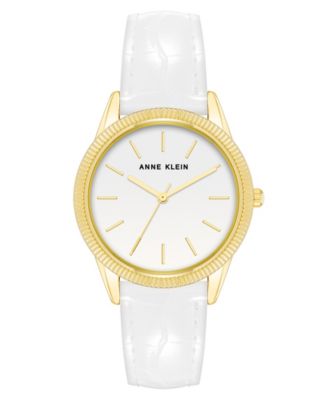 Anne Klein Leather Band Watch - White Vintage Anne Klein Quartz Watch white dial white leather  main image 3