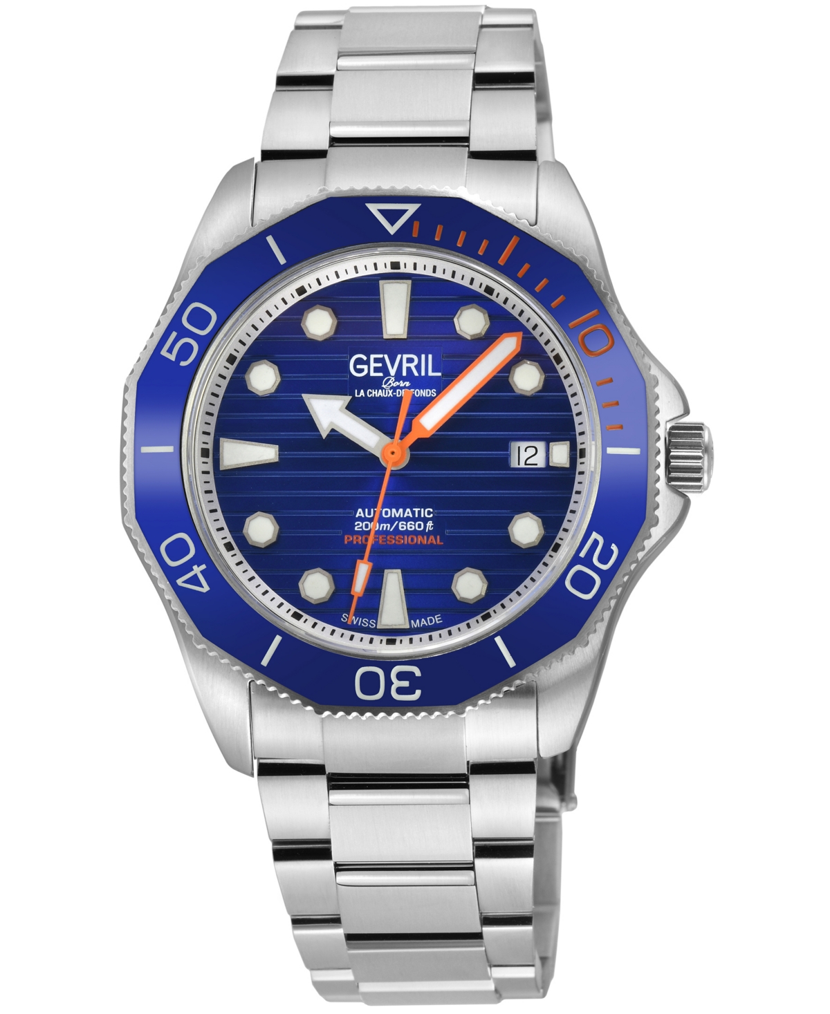 Shop Gevril Men's Pier 90 Silver-tone Stainless Steel Watch 42mm