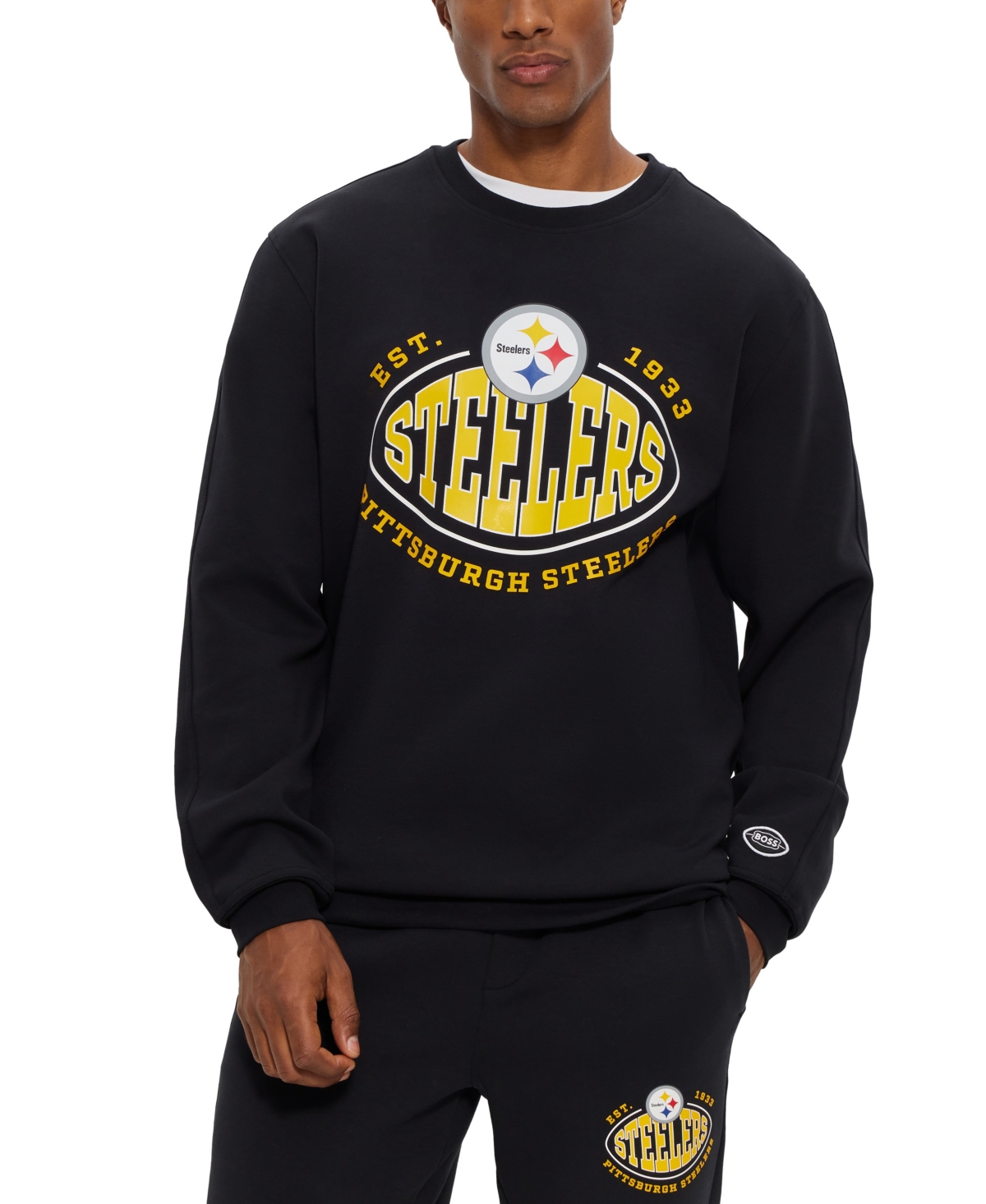 Shop Hugo Boss Boss By  Men's Boss X Nfl Pittsburg Steelers Sweatshirt In Charcoal
