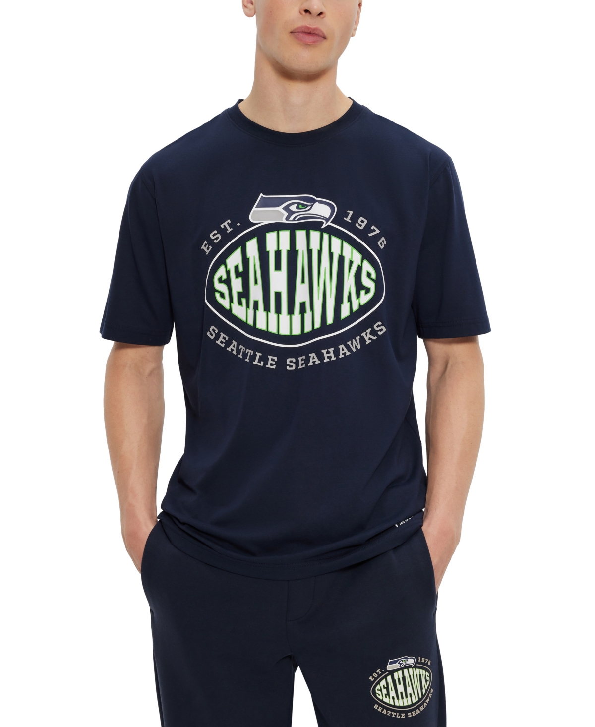 Hugo Boss Boss By  Men's Boss X Nfl Seattle Seahawks T-shirt In Dark Blue