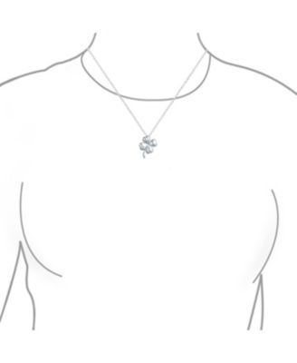 Good Luck Fortune Irish Shamrock Shape Lucky Charm Four Leaf Clover Pendant Necklace Sterling Silver