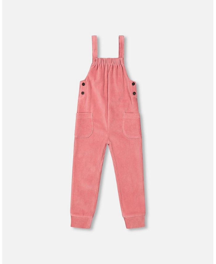 Deux par Deux Baby Girl Ribbed Velvet Overalls Salmon Pink Infant Macy's