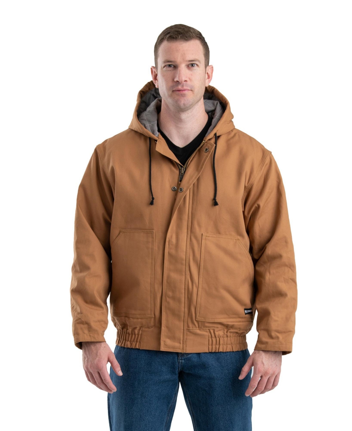 Big & Tall Flame Resistant Duck Hooded Jacket - Brown duck