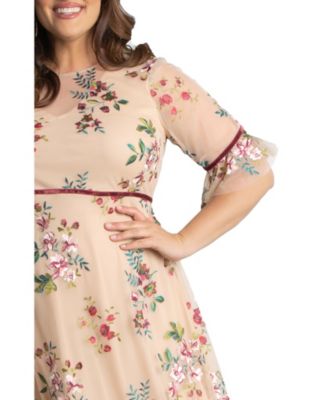 Plus Size Wildflower Embroidered Floral Mesh Dress