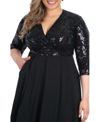 Women's Plus Size Paris Pleated Sequin Gown