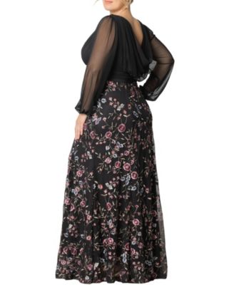 Plus Size Isabella Embroidered Mesh Formal Gown