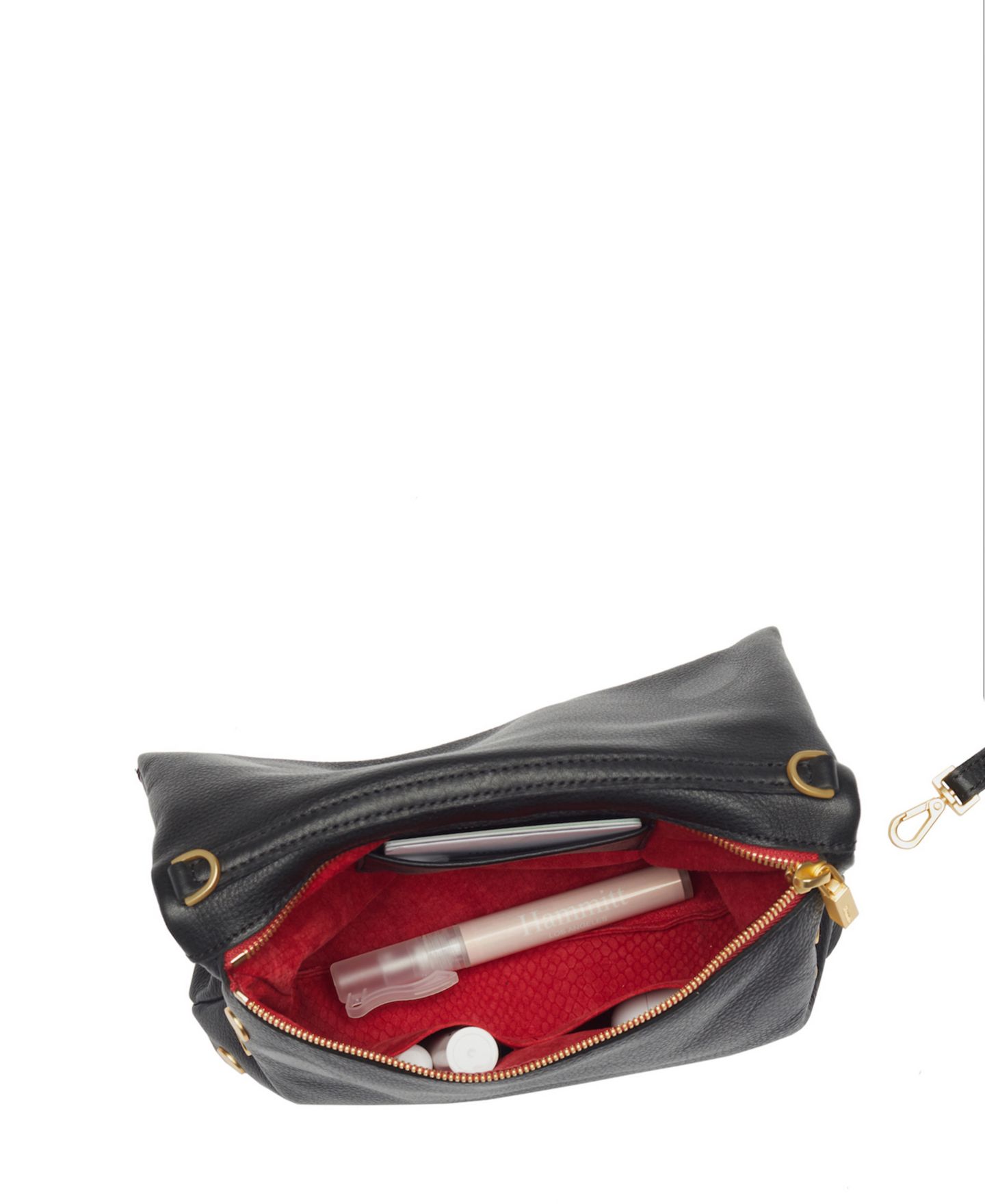 Женская сумка Hammitt VIP Small Leather Crossbody, цвет: Чёрный золотой красный — фото 4