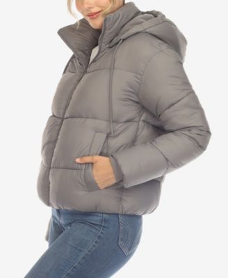 Women's Full Front Zip Hooded Bomber Puffer Jacket