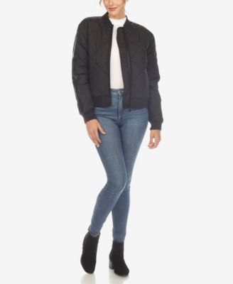 Women's Lightweight Diamond Quilted Puffer Bomber Jacket