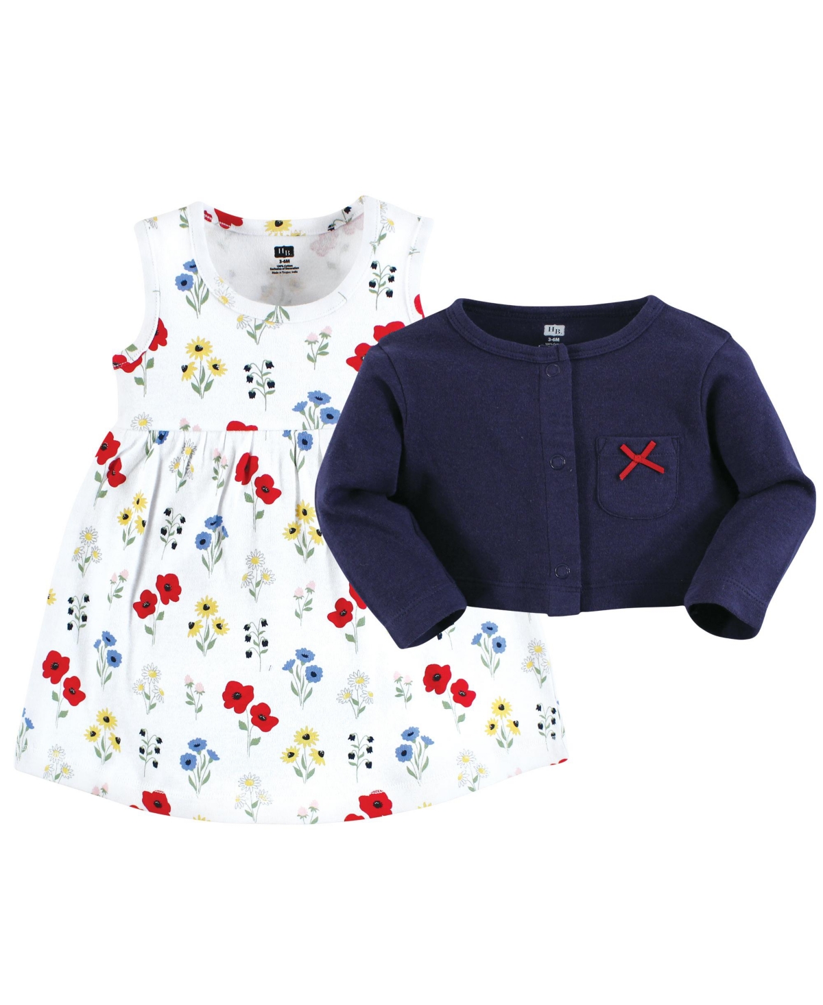 Hudson Baby Toddler Girls Hudson Cotton Dress and Cardigan 2pc Set,- Wildflower