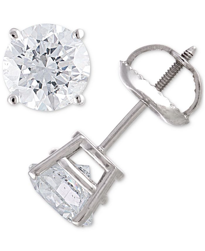 Macy's Certified Diamond Stud Earrings (1 ct. t.w.) in 14k White Gold ...