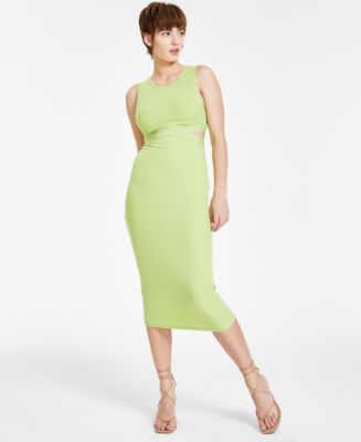 ZARA Woman JUMPSUITS, SATIN DRESS WITH SHOULDER PADS Lime