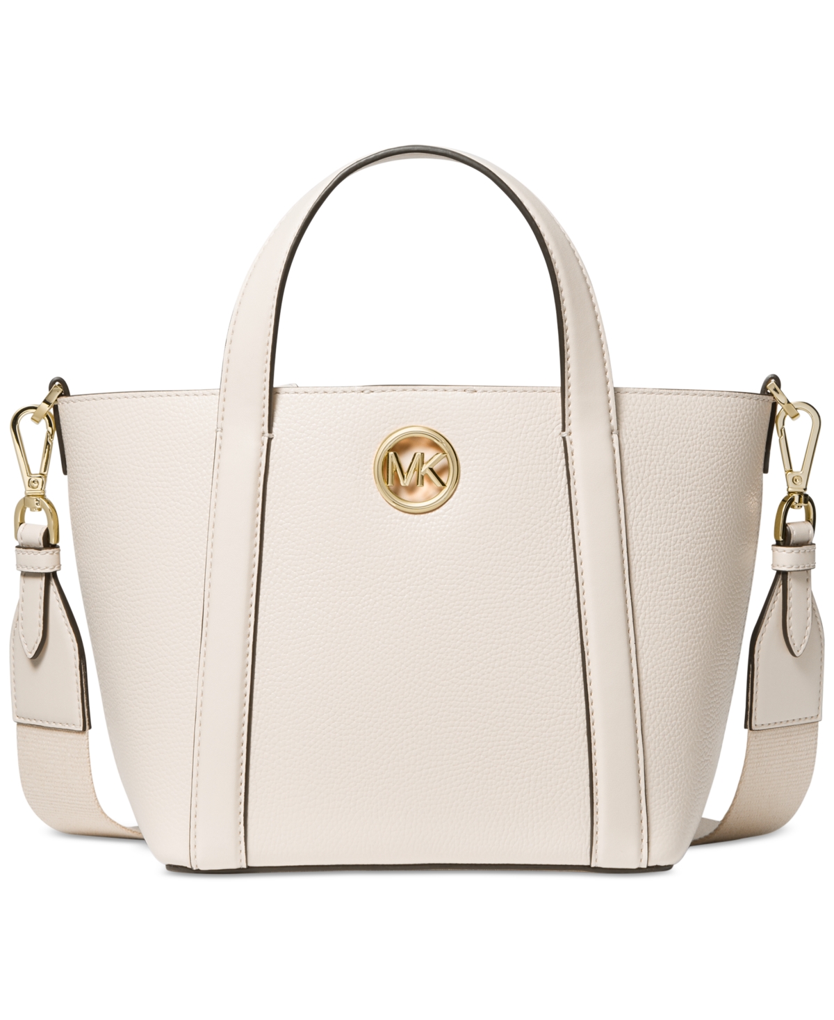 Michael Kors Michael Hadleigh Small Leather Double Handle Tote Messenger In  Light Cream | ModeSens