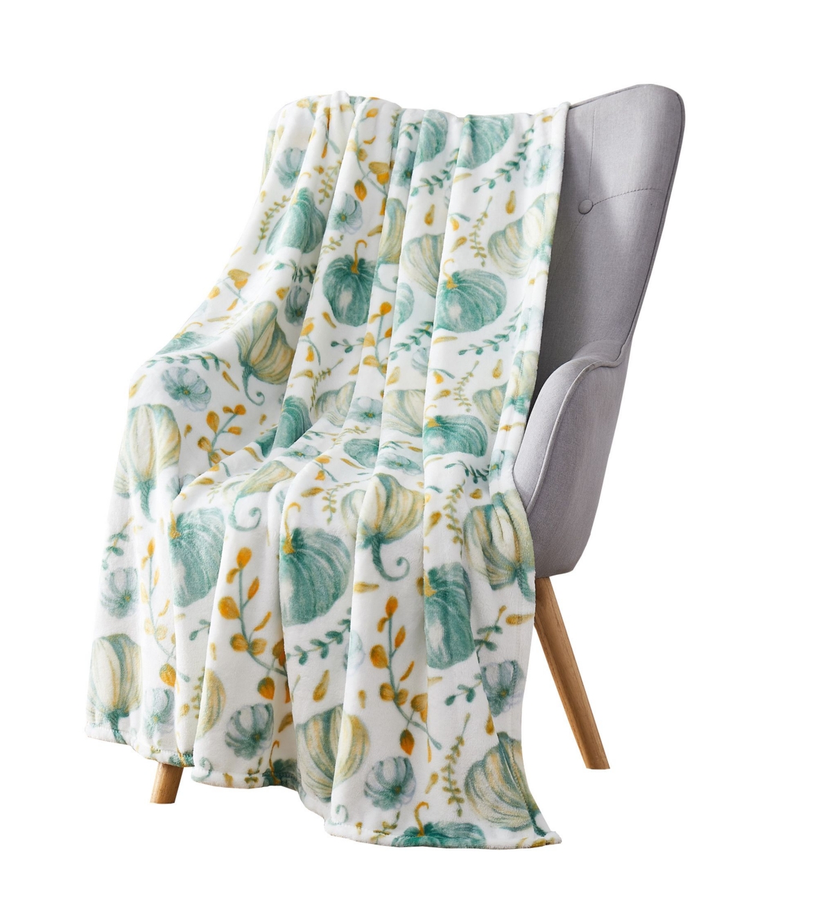 Kate Aurora Teal Halloween Harvest Pumpkins Oversized Blanket Accent Throw - 50 in. W 70 in. L