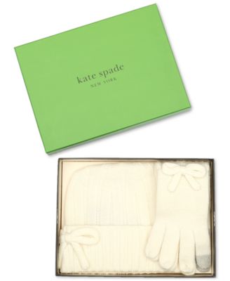 kate spade new york - Women's Metallic Bow Beanie & Gloves Boxed Set