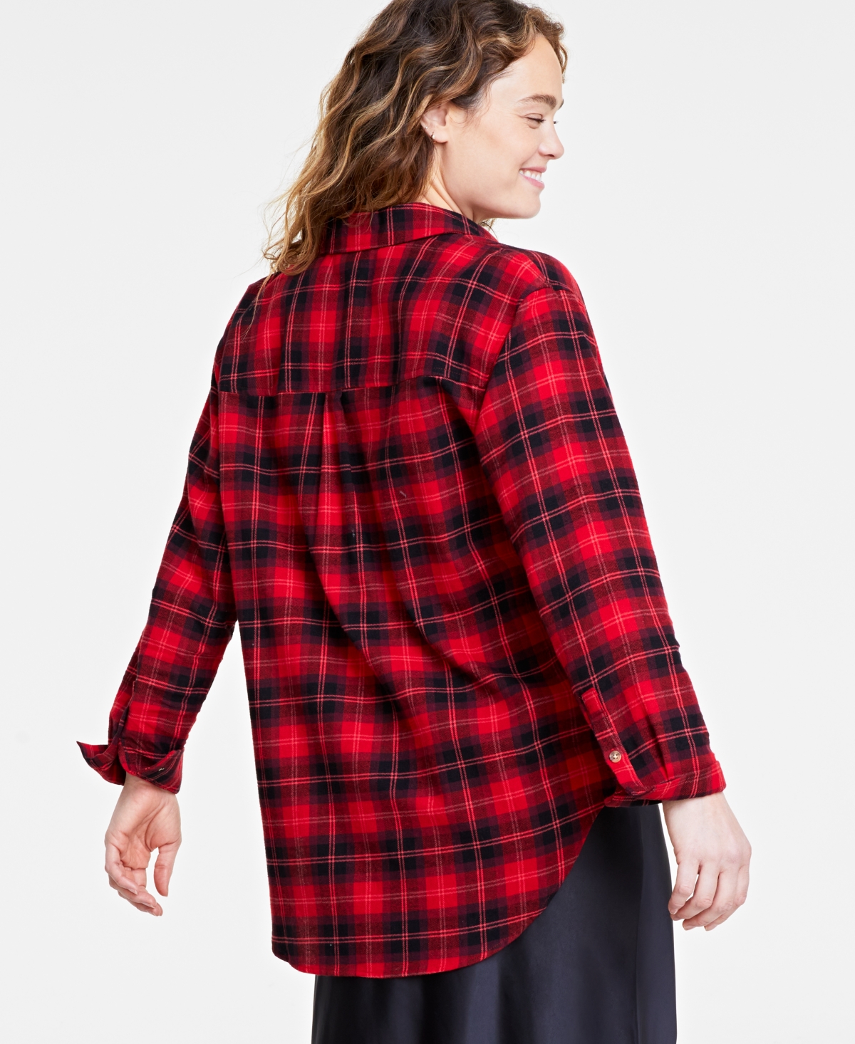 On 34th Women's Cotton Flannel Plaid Tunic Shirt, Created for Macy's