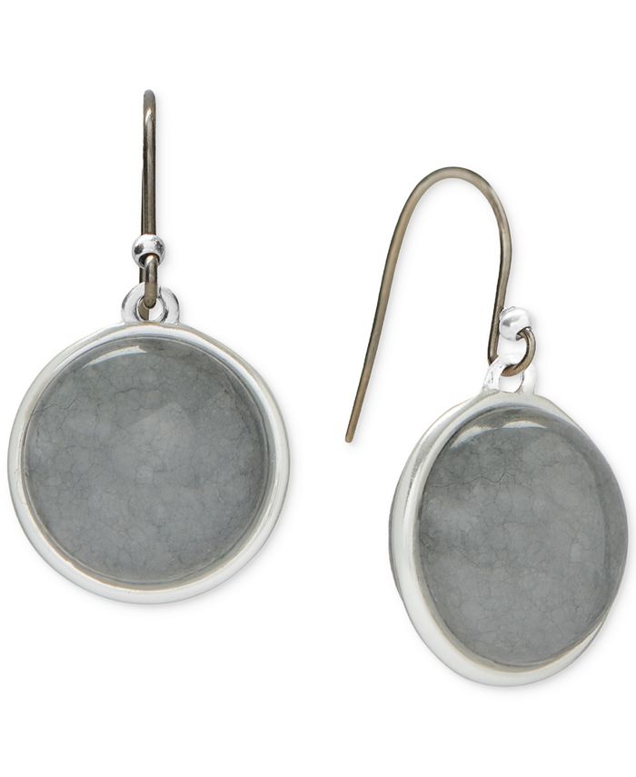 Lucky Brand Women's Silver-Tone Carved Stone Drop Earrings - Macy's