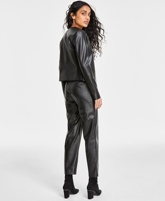 DKNY Women's Open-Front Faux-Leather Jacket - Macy's