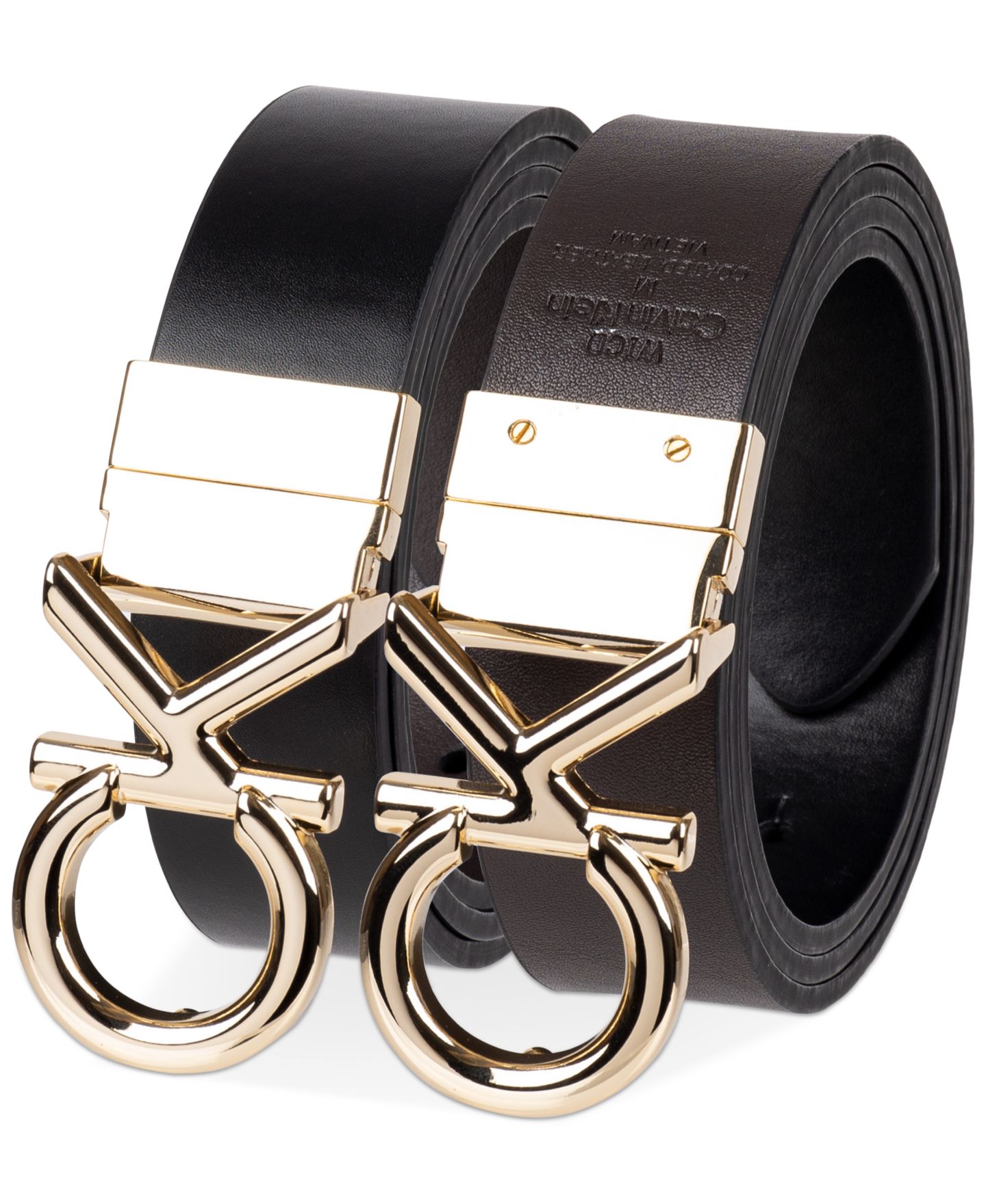 Женский ремень Calvin Klein Reversible Puffed CK Monogram Buckle, цвет: Чёрный / Коричневый — фото 5