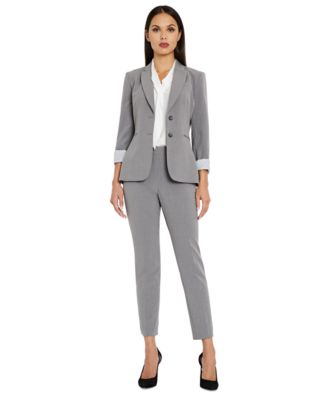 Tahari Asl Notched Two Button Blazer Shannon Suit Pants In New Navy