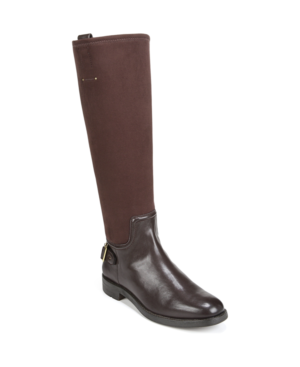 Merina Knee High Riding Boots - Black Faux Leather