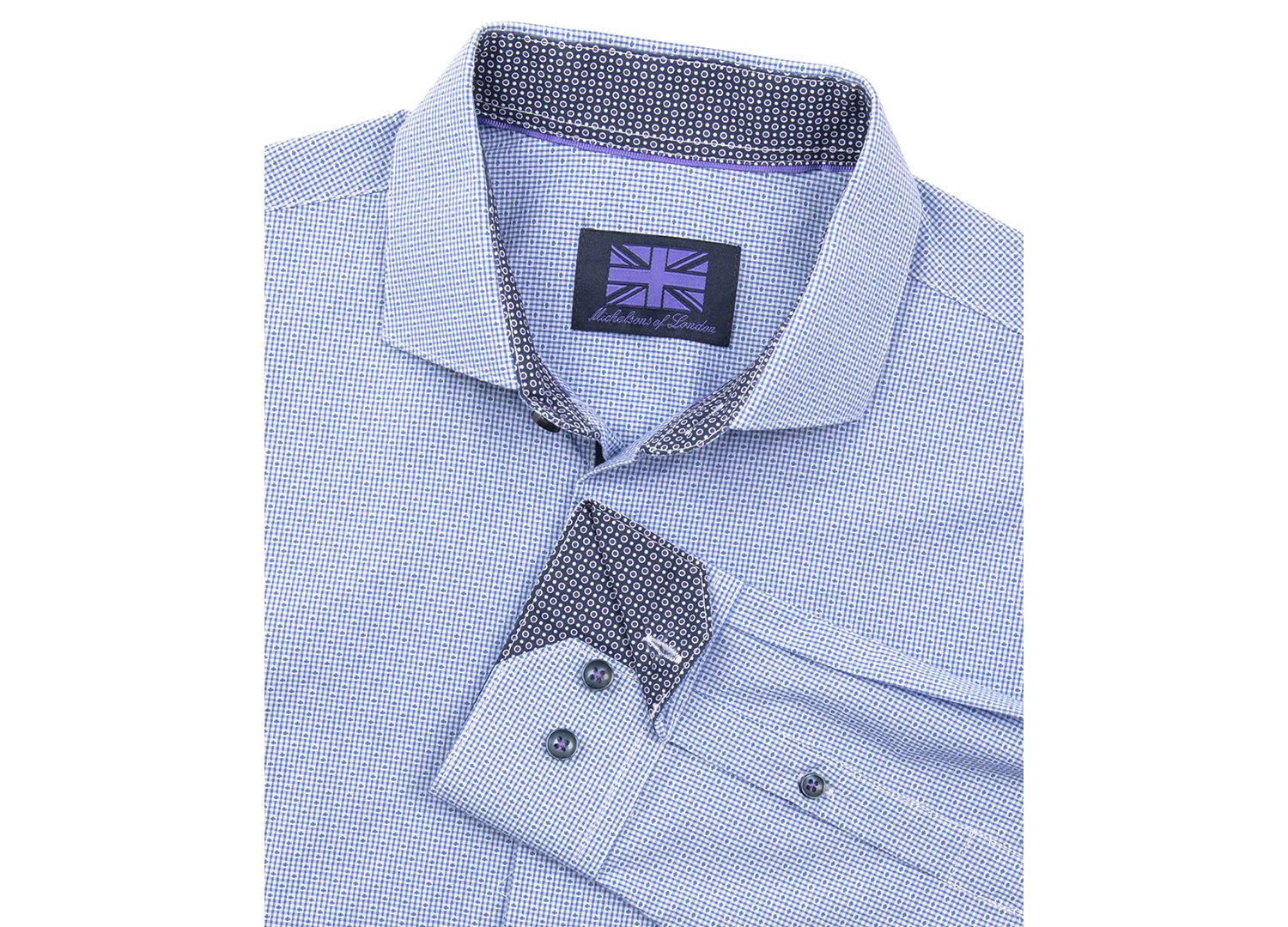 Men's Regular-Fit Gingham Dot Dress Shirt