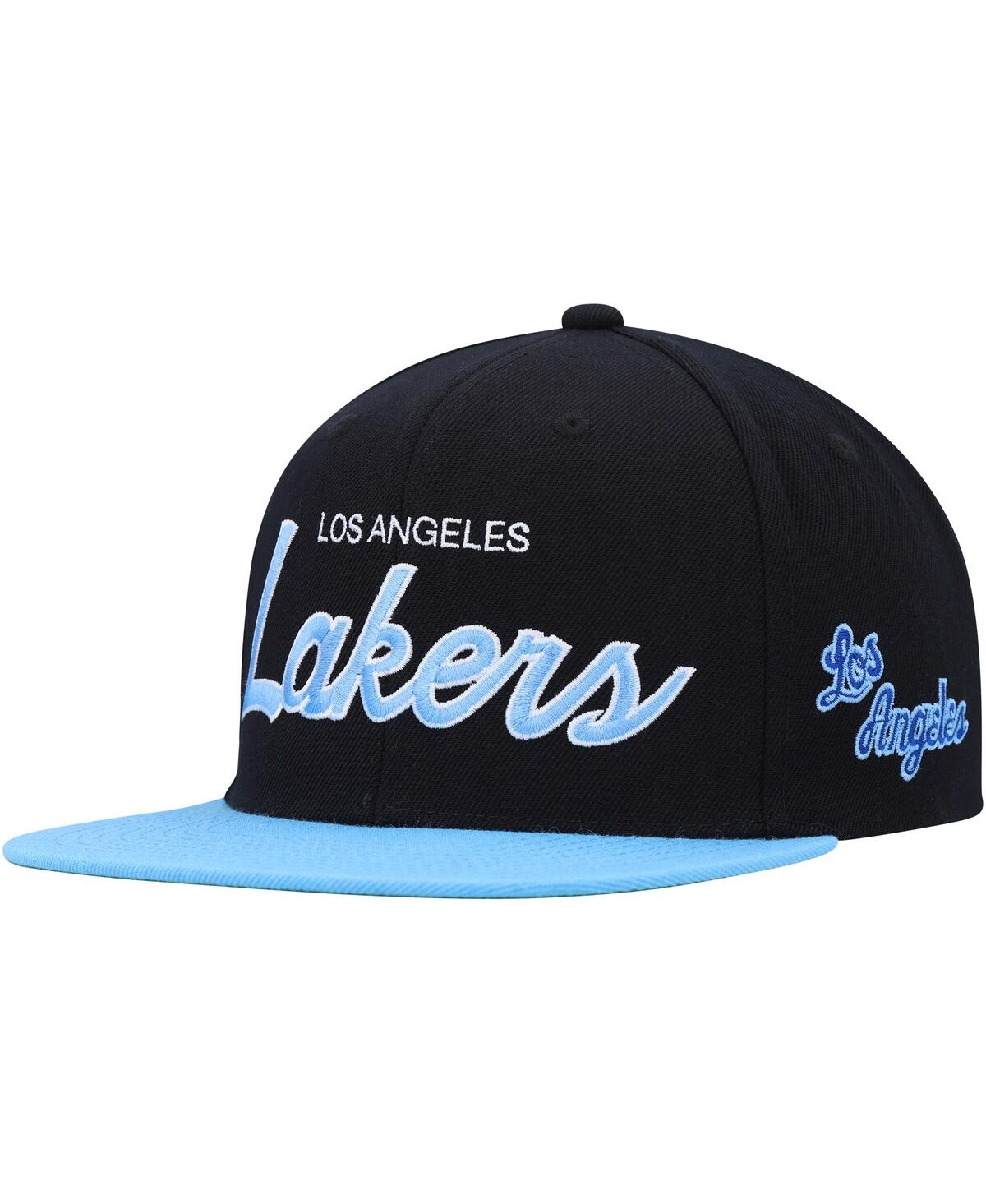 Mitchell & Ness Men's  Black Los Angeles Lakers Hardwood Classics Mvp Team Script 2.0 Snapback Hat In Black