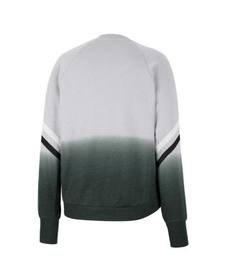 Women's Gray Michigan State Spartans Cue Cards Dip-Dye Raglan Pullover Sweatshirt